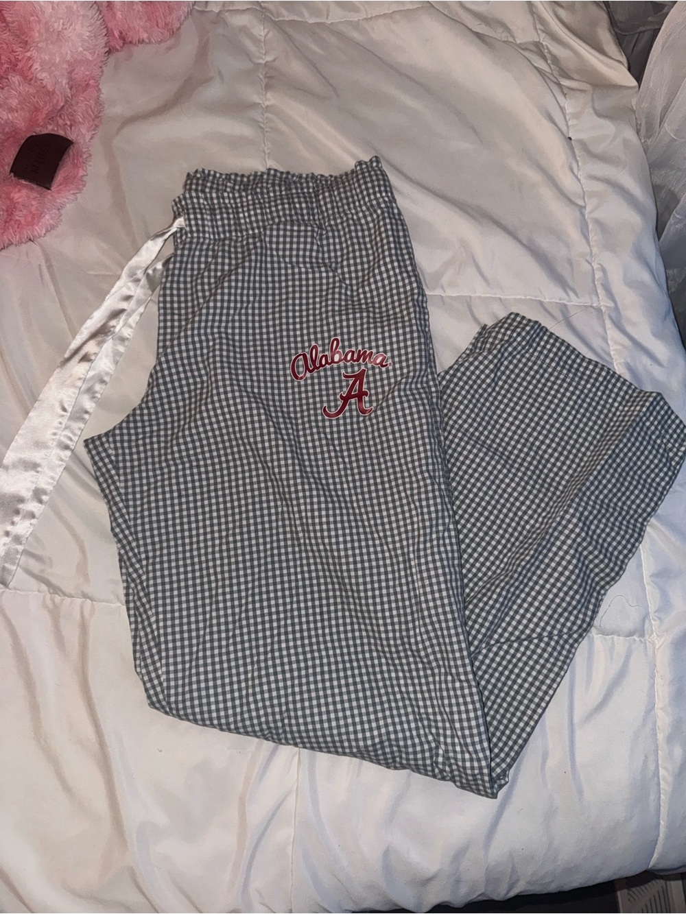 University of Alabama Gray & White Gingham Lounge Pants
